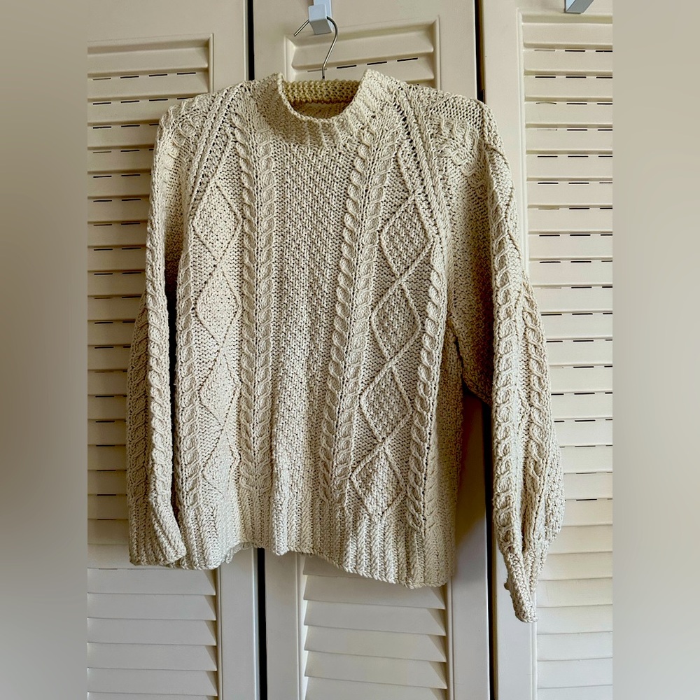 Handmade in Londonderry, Ireland. 100% Cotton Aran sweater. Size M